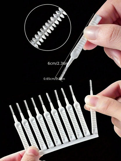 10pcs/Set White Multi-Functional Shower Head Gap Cleaning Brush, Home Bathroom Accessories