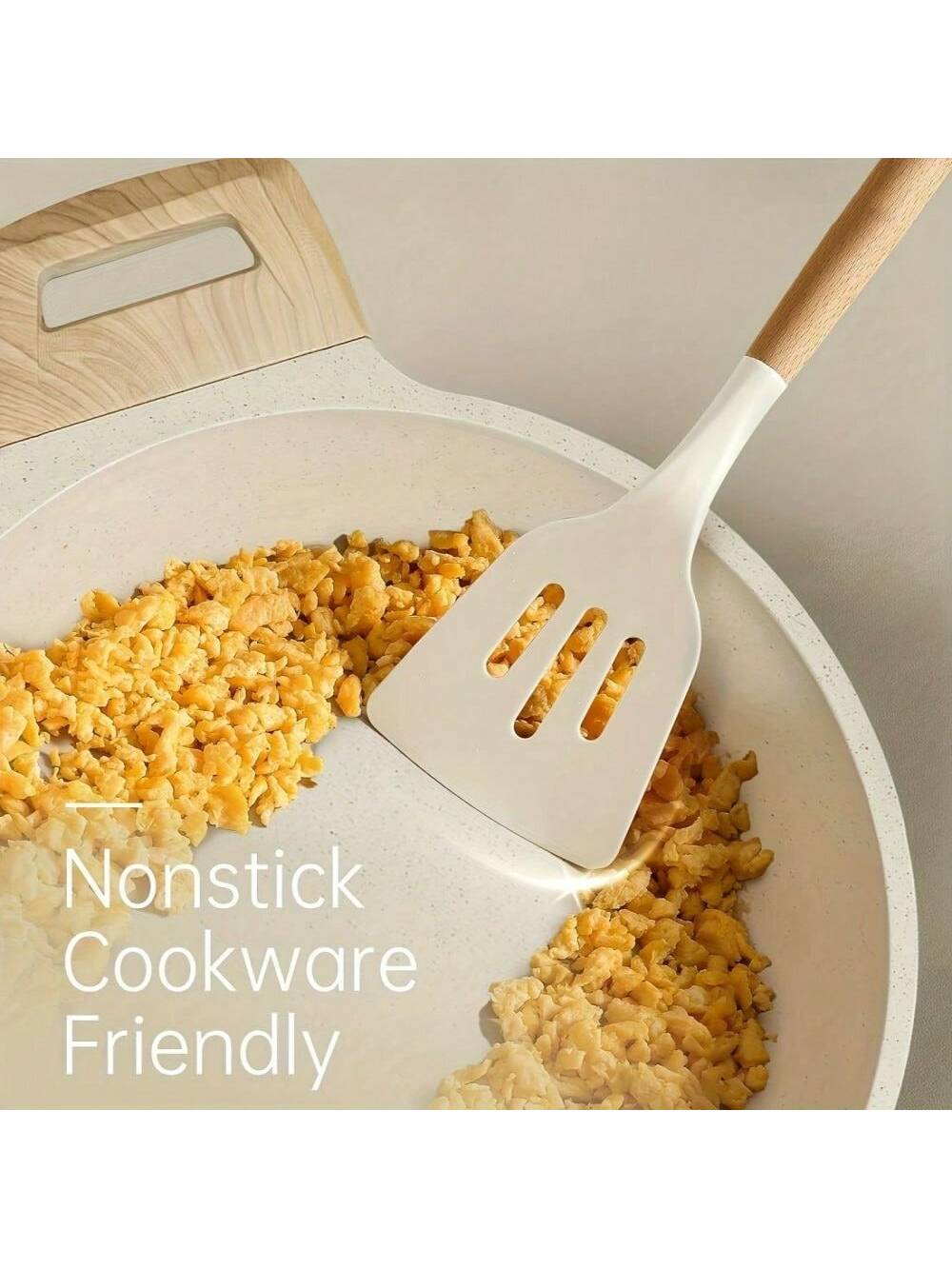 10pcs Silicone Kitchen Utensil Set With Wooden Handles Non-Stick Heat Resistant Cooking Tools For Home And Restaurant