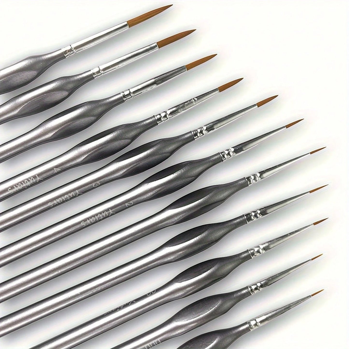 11pcs Fine Detail Miniature Brush Set- Triangular Handle Design- Suitable For Acrylic Painting, Miniature Model Making- High Quality Precise Bristles, Ideal For Artists And Hobbyists