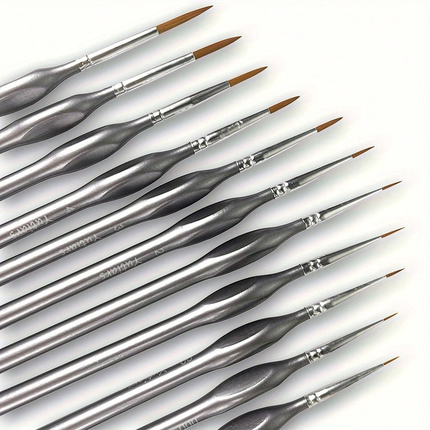 11pcs Fine Detail Miniature Brush Set- Triangular Handle Design- Suitable For Acrylic Painting, Miniature Model Making- High Quality Precise Bristles, Ideal For Artists And Hobbyists