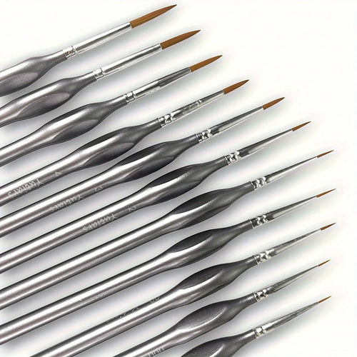 11pcs Fine Detail Miniature Brush Set- Triangular Handle Design- Suitable For Acrylic Painting, Miniature Model Making- High Quality Precise Bristles, Ideal For Artists And Hobbyists