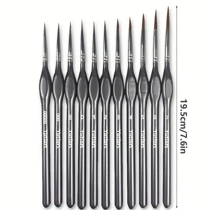 11pcs Fine Detail Miniature Brush Set- Triangular Handle Design- Suitable For Acrylic Painting, Miniature Model Making- High Quality Precise Bristles, Ideal For Artists And Hobbyists