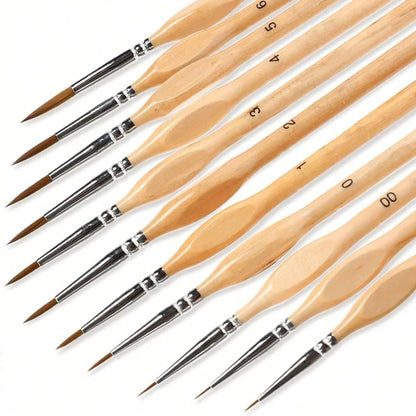 11pcs Fine Detail Miniature Brush Set- Triangular Handle Design- Suitable For Acrylic Painting, Miniature Model Making- High Quality Precise Bristles, Ideal For Artists And Hobbyists