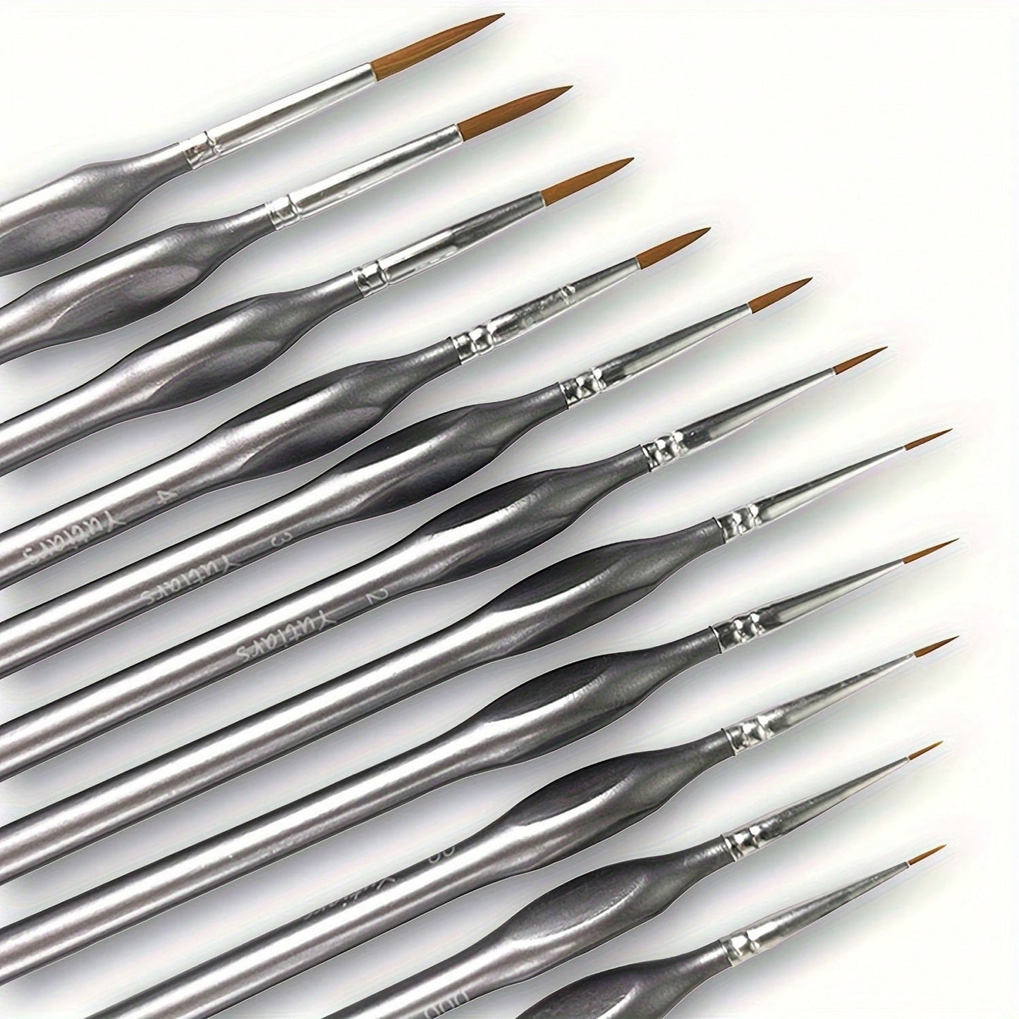 11pcs Fine Detail Miniature Brush Set- Triangular Handle Design- Suitable For Acrylic Painting, Miniature Model Making- High Quality Precise Bristles, Ideal For Artists And Hobbyists