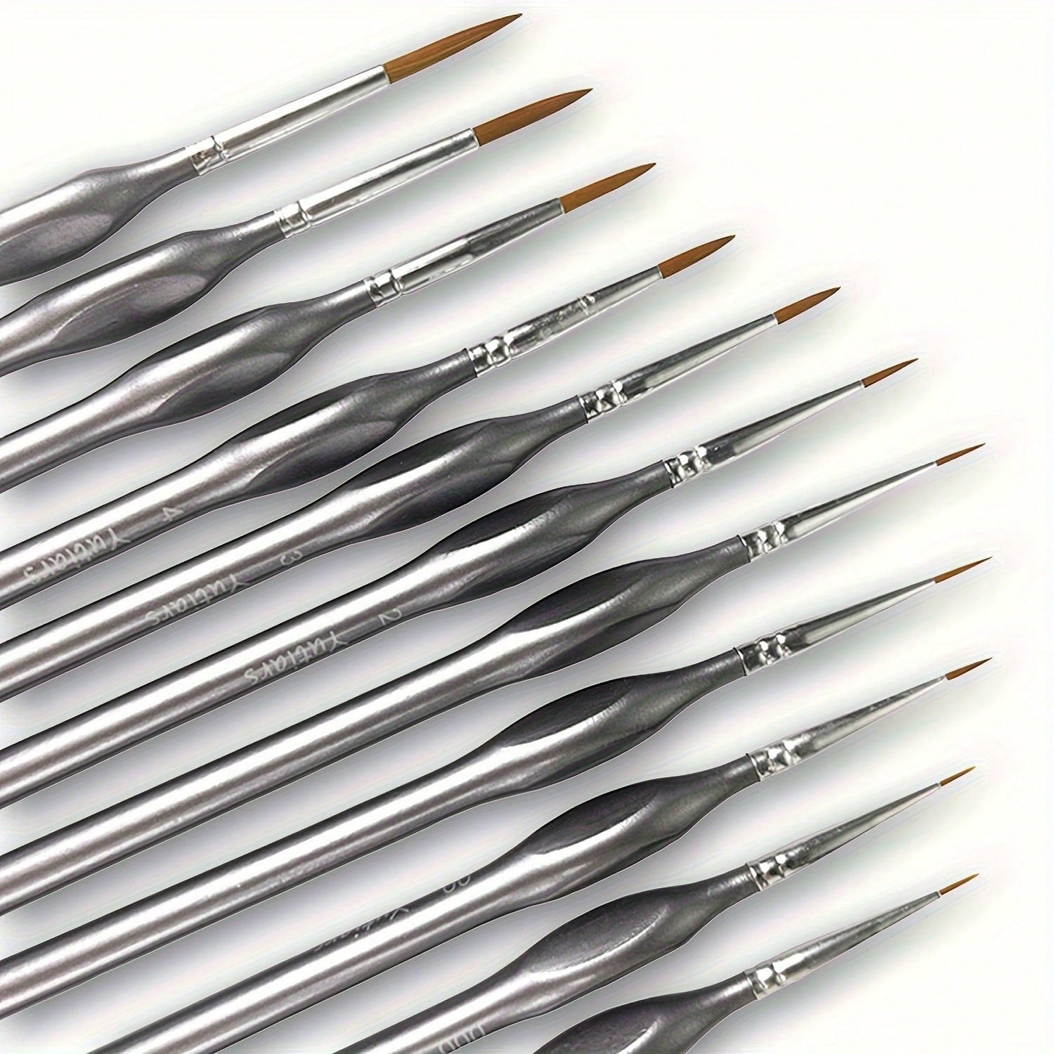 11pcs Fine Detail Miniature Brush Set- Triangular Handle Design- Suitable For Acrylic Painting, Miniature Model Making- High Quality Precise Bristles, Ideal For Artists And Hobbyists