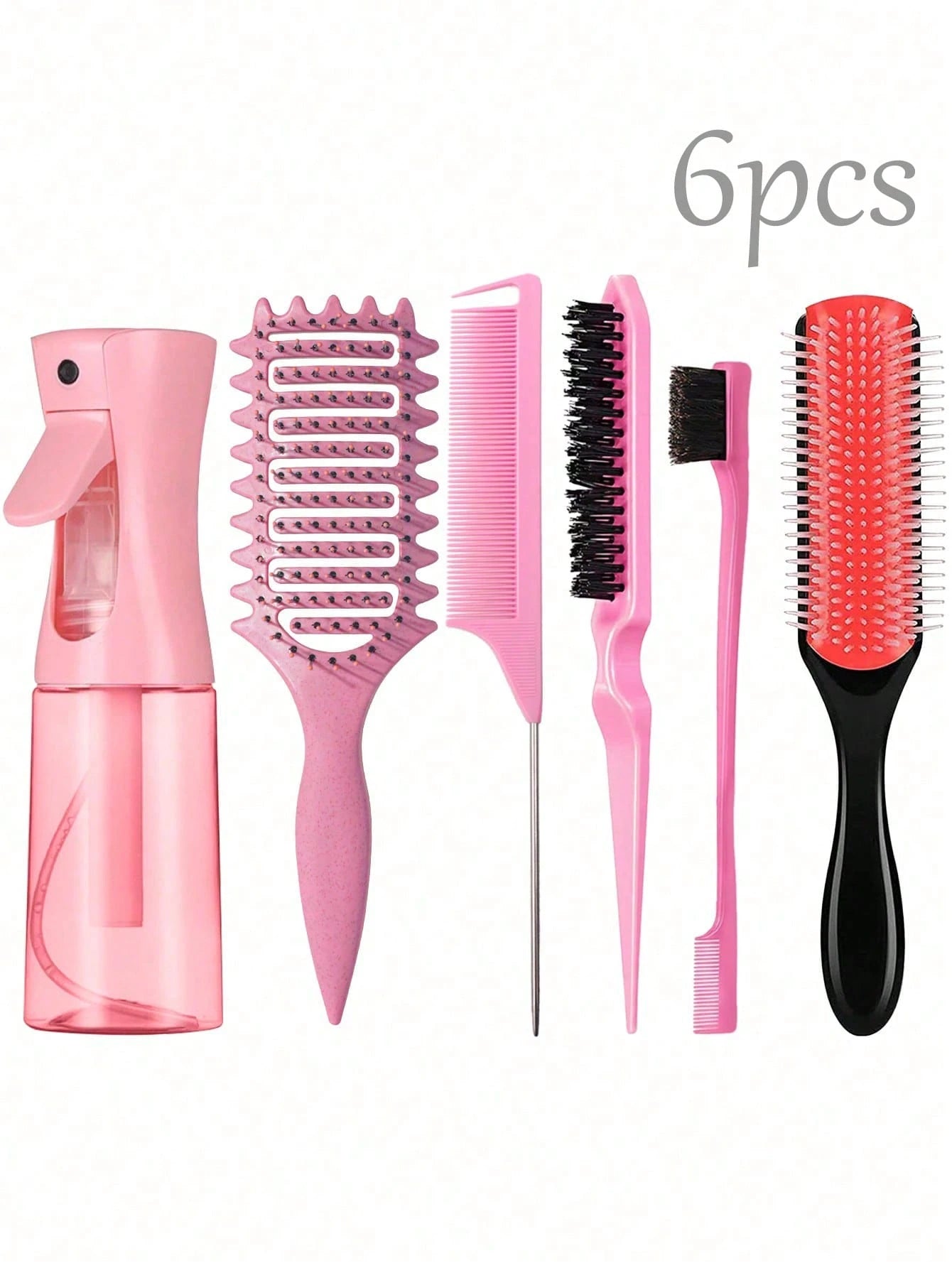 12/11/6/5/4/2pcs Unisex Hair Styling Comb Set (New Upgraded Curling & Styling Comb, 9-Row Nylon Air Cushion Styling Comb, Volumizing Comb, Tail Comb, Edge Comb, Spray Bottle, 4 Alligator Hair Clips, F