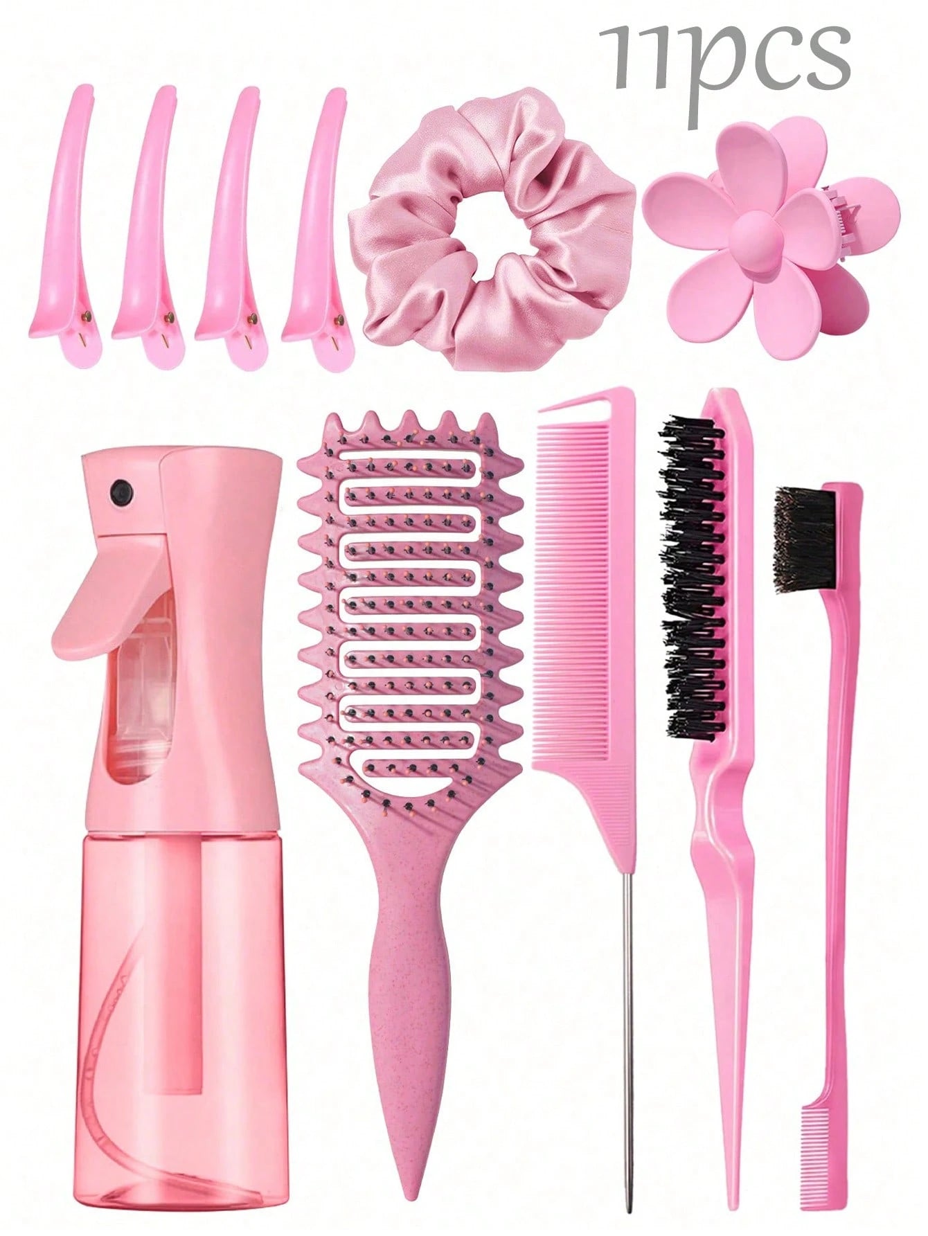 12/11/6/5/4/2pcs Unisex Hair Styling Comb Set (New Upgraded Curling & Styling Comb, 9-Row Nylon Air Cushion Styling Comb, Volumizing Comb, Tail Comb, Edge Comb, Spray Bottle, 4 Alligator Hair Clips, F
