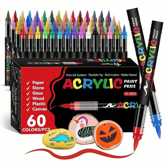 12/24/48/60/72/120/168 Colors Professional Art Marker Set, With Soft Tips And Fine Line Tips, 168 Soft Tips, Suitable For Painting, Doodling And Layering. Straight Barrel Liquid Acrylic Markers Suitab