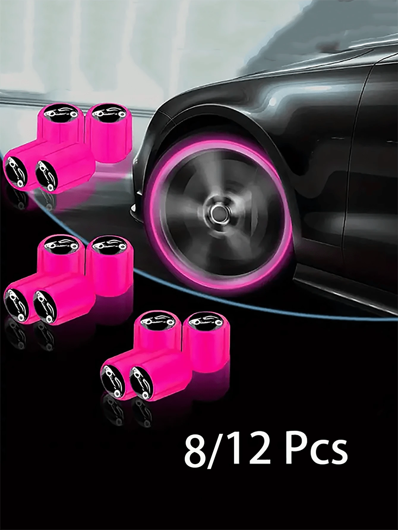 12/8pcs Luminous Tire Valve Stem Caps- Light Up Your Ride With These Unique Car Accessories!