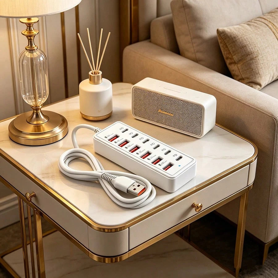 12-Port USB Fast Charging Station- 6 Type-C PD + 6 USB-A Ports, Max 66W Output Per Port, Compact Design, High-Speed Charging, Suitable For Laptops/Tablets/Multiple Devices, Workspace Power Hub