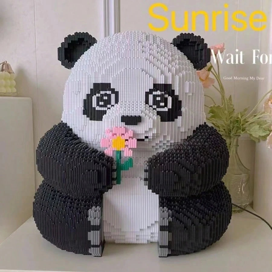 12000pcsFlower Panda Giant Panda Cute Animal DIY Puzzle Decoration 3D Stereo Puzzle Take Flower Panda Puzzle Building Blocks Birthday Gift For Parties And Gifts
