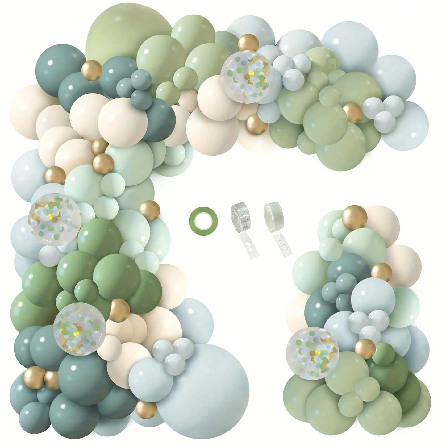 127pcs Gray, Blue, Green Balloon Arch & Garland Kit, Suitable For Baby Shower, Baby Reveal, Boy/Girl Birthday, Jungle Safari Forest Woodland Bridal Shower Party Decor