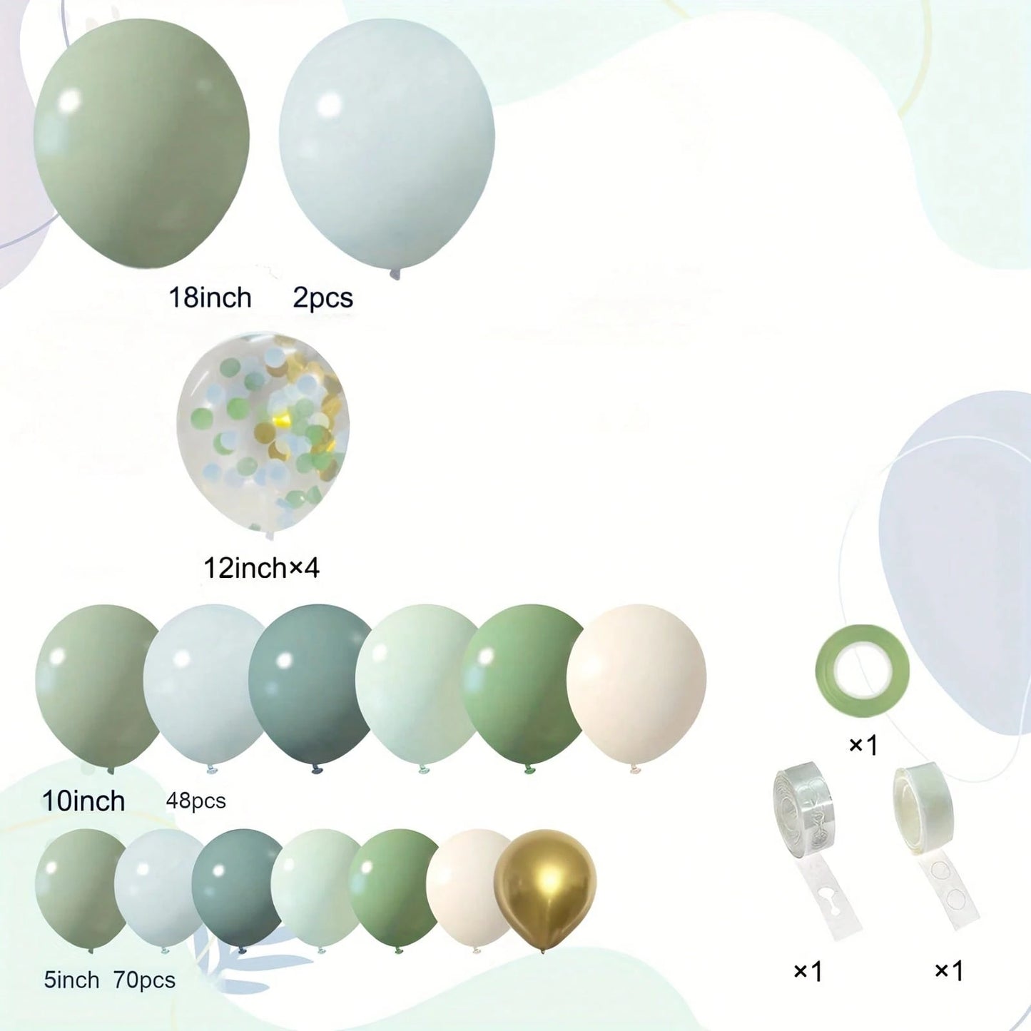 127pcs Gray, Blue, Green Balloon Arch & Garland Kit, Suitable For Baby Shower, Baby Reveal, Boy/Girl Birthday, Jungle Safari Forest Woodland Bridal Shower Party Decor