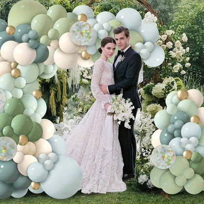 127pcs Gray, Blue, Green Balloon Arch & Garland Kit, Suitable For Baby Shower, Baby Reveal, Boy/Girl Birthday, Jungle Safari Forest Woodland Bridal Shower Party Decor