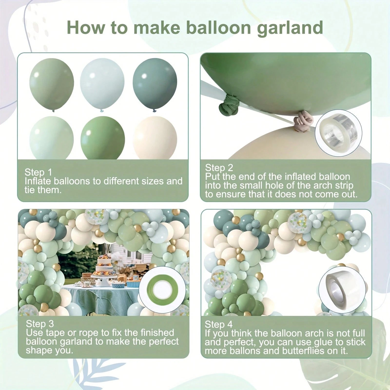 127pcs Gray, Blue, Green Balloon Arch & Garland Kit, Suitable For Baby Shower, Baby Reveal, Boy/Girl Birthday, Jungle Safari Forest Woodland Bridal Shower Party Decor