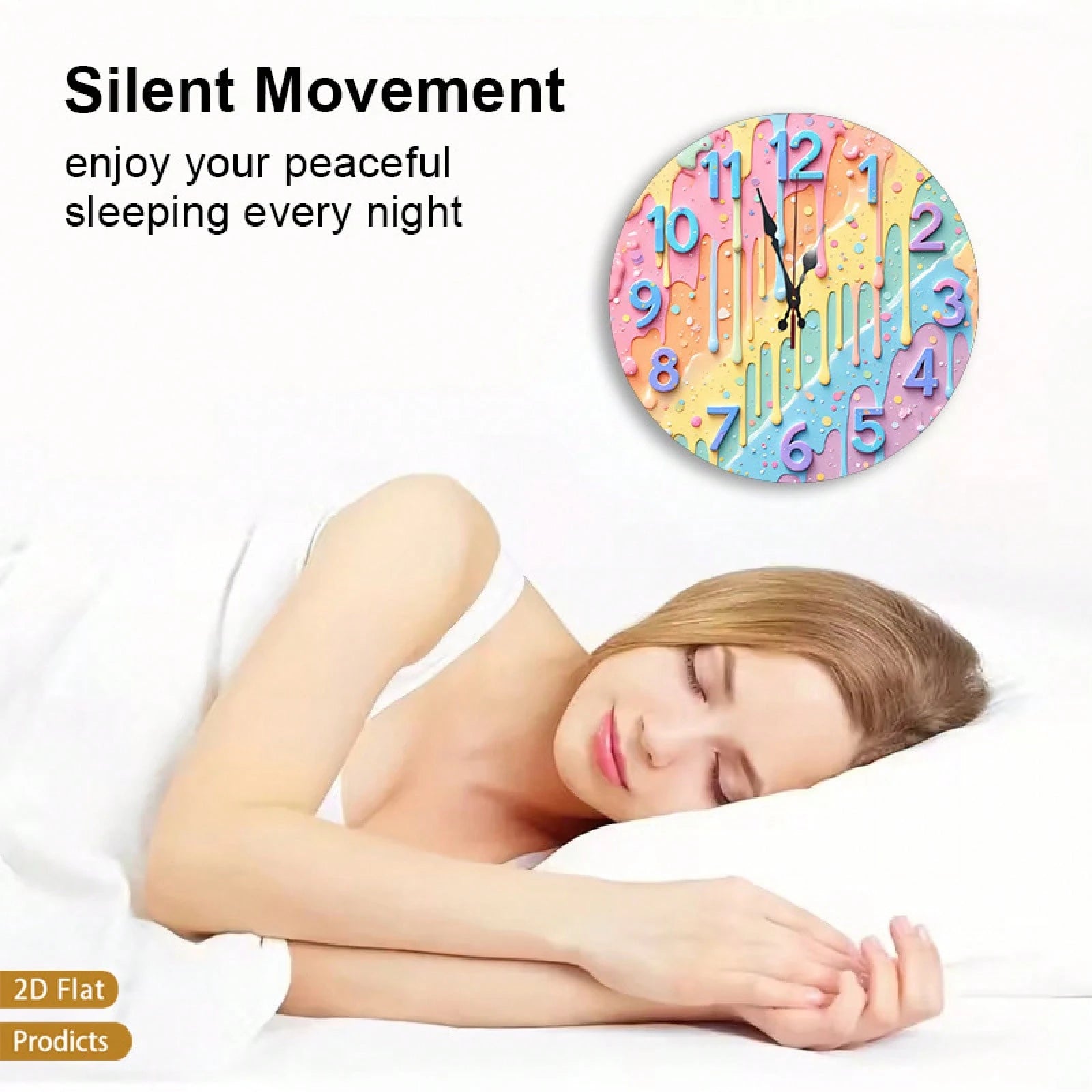 12inch Colorful Splash-Effect Integrated Wall Clock, Silent And Non-Ticking, Perfect For The Bedroom, Office, Or Living Room.