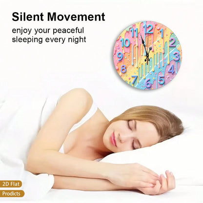 12inch Colorful Splash-Effect Integrated Wall Clock, Silent And Non-Ticking, Perfect For The Bedroom, Office, Or Living Room.