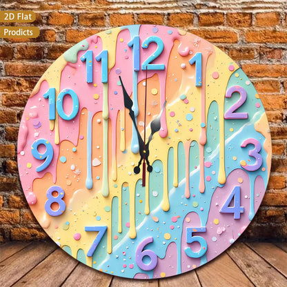 12inch Colorful Splash-Effect Integrated Wall Clock, Silent And Non-Ticking, Perfect For The Bedroom, Office, Or Living Room.