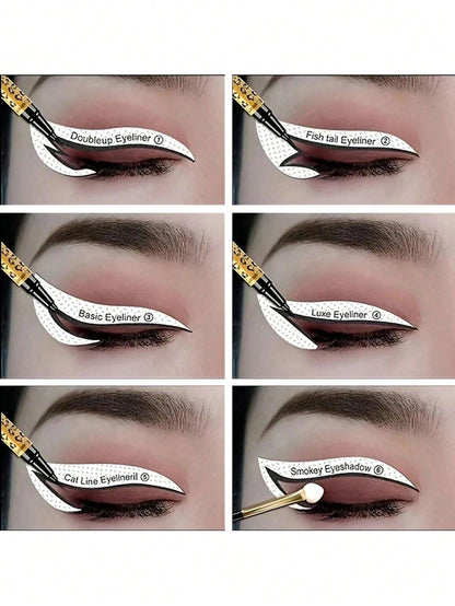 12pcs Fox Tail Shaped Eyeliner Stencil Winged And Smoky Eye Shadow Applicator, Suitable For Liquid Eyeliner, Waterproof Eyeliner Pencil, Eye Liner Gel, Eye Liner Pencil, Eye Liner Brush; Ideal For Beg