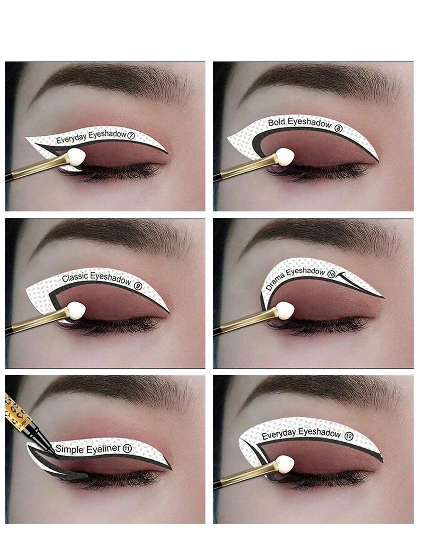 12pcs Fox Tail Shaped Eyeliner Stencil Winged And Smoky Eye Shadow Applicator, Suitable For Liquid Eyeliner, Waterproof Eyeliner Pencil, Eye Liner Gel, Eye Liner Pencil, Eye Liner Brush; Ideal For Beg