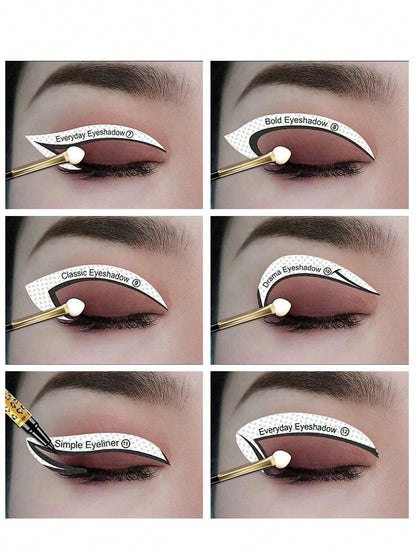 12pcs Fox Tail Shaped Eyeliner Stencil Winged And Smoky Eye Shadow Applicator, Suitable For Liquid Eyeliner, Waterproof Eyeliner Pencil, Eye Liner Gel, Eye Liner Pencil, Eye Liner Brush; Ideal For Beg