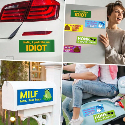 12pcs Funny Car Magnet, Prank Magnetic Bumper Decals For Adult Waterproof Car Hilarious Bumper Sticker Reusable Joke Funny Bumper Warming Sign For Car Truck Vehicle