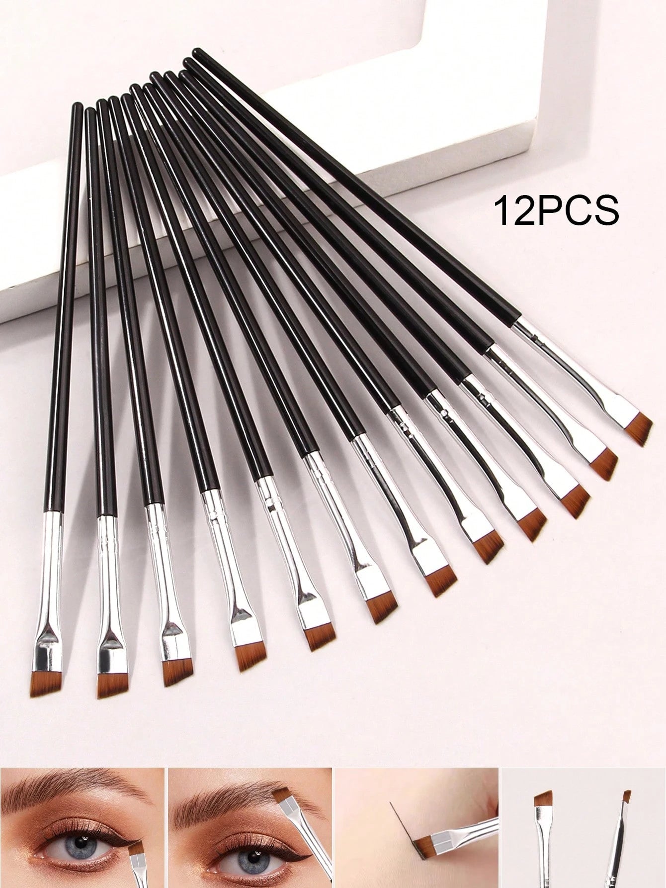 12pcs Ultra-Fine Blade Eyeliner Brush, Soft-Bristled Makeup Brush, Portable Eyebrow Brush, Multi-Functional Multi-Purpose Makeup Tool,Eyebrow Brush,Eyeshadow Brush,Spoolie,Spoolie Brush,Giveaways