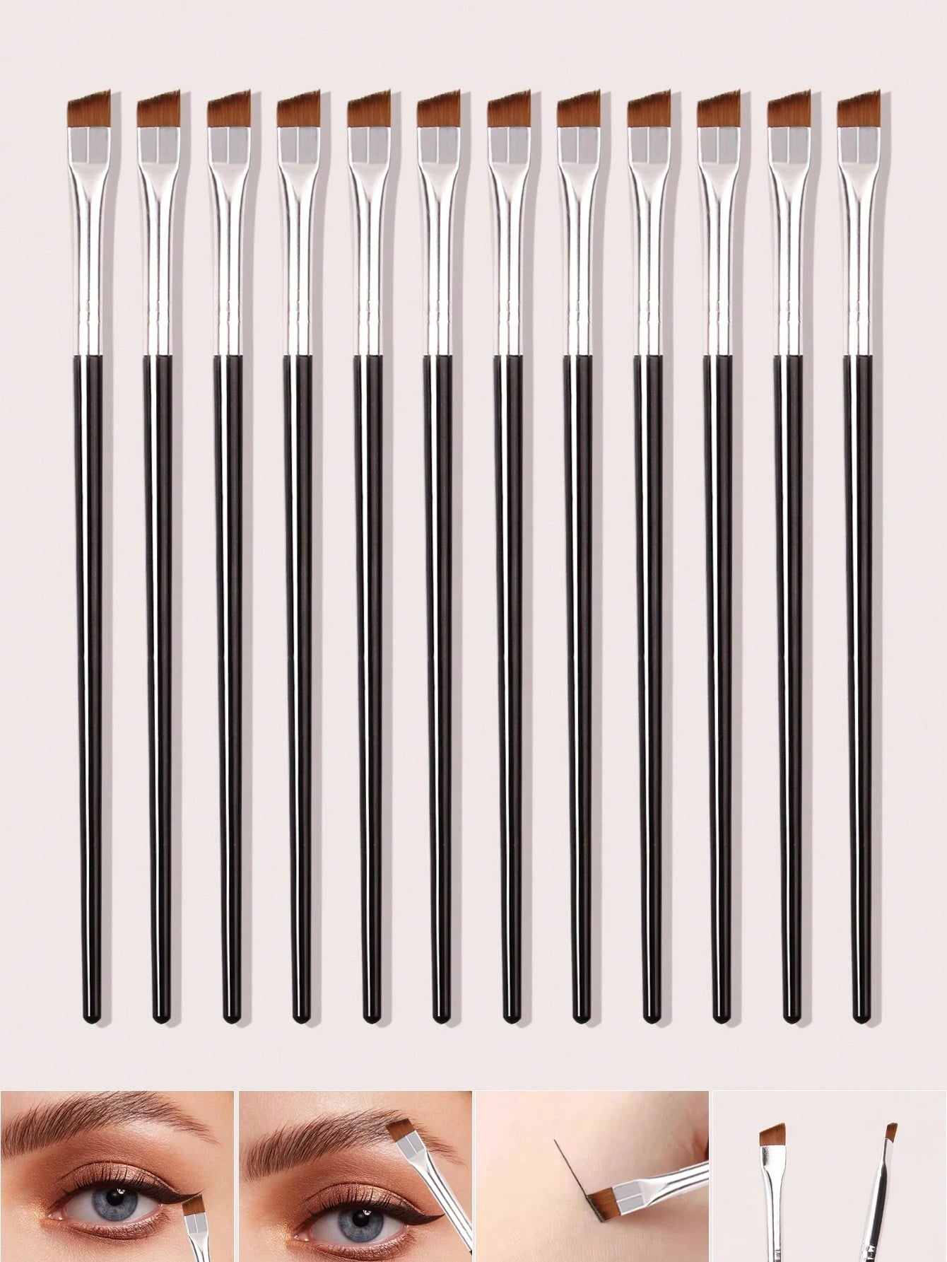 12pcs Ultra-Fine Blade Eyeliner Brush, Soft-Bristled Makeup Brush, Portable Eyebrow Brush, Multi-Functional Multi-Purpose Makeup Tool,Eyebrow Brush,Eyeshadow Brush,Spoolie,Spoolie Brush,Giveaways