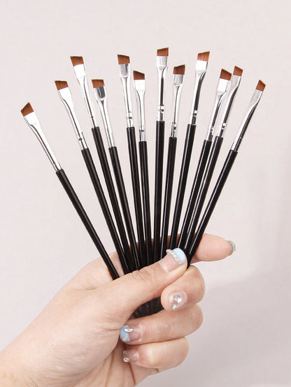 12pcs Ultra-Fine Blade Eyeliner Brush, Soft-Bristled Makeup Brush, Portable Eyebrow Brush, Multi-Functional Multi-Purpose Makeup Tool,Eyebrow Brush,Eyeshadow Brush,Spoolie,Spoolie Brush,Giveaways