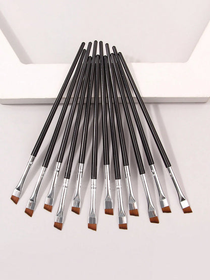 12pcs Ultra-Fine Blade Eyeliner Brush, Soft-Bristled Makeup Brush, Portable Eyebrow Brush, Multi-Functional Multi-Purpose Makeup Tool,Eyebrow Brush,Eyeshadow Brush,Spoolie,Spoolie Brush,Giveaways