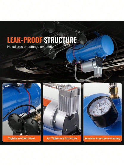 12V Air Compressor With Tank 1.6 Gallon/6 L, Train Horn Air Compressor, 120 Psi Working Pressure Onboard Air Compressor System For Train Air Horns, Inflating Tires, Air Mattresses