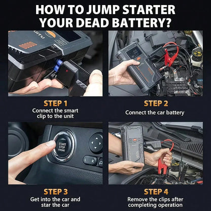 12V Portable 2-In-1 Car Emergency Device: Jump Starter + Air Pump- 150PSI Inflation,-40°C Operation, Fits Most Vehicles