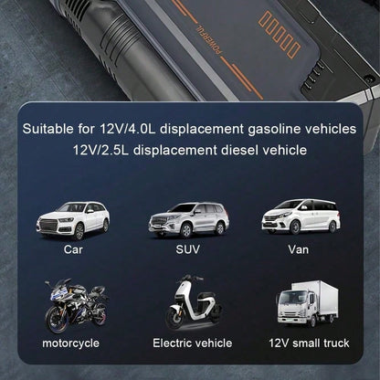 12V Portable 2-In-1 Car Emergency Device: Jump Starter + Air Pump- 150PSI Inflation,-40°C Operation, Fits Most Vehicles