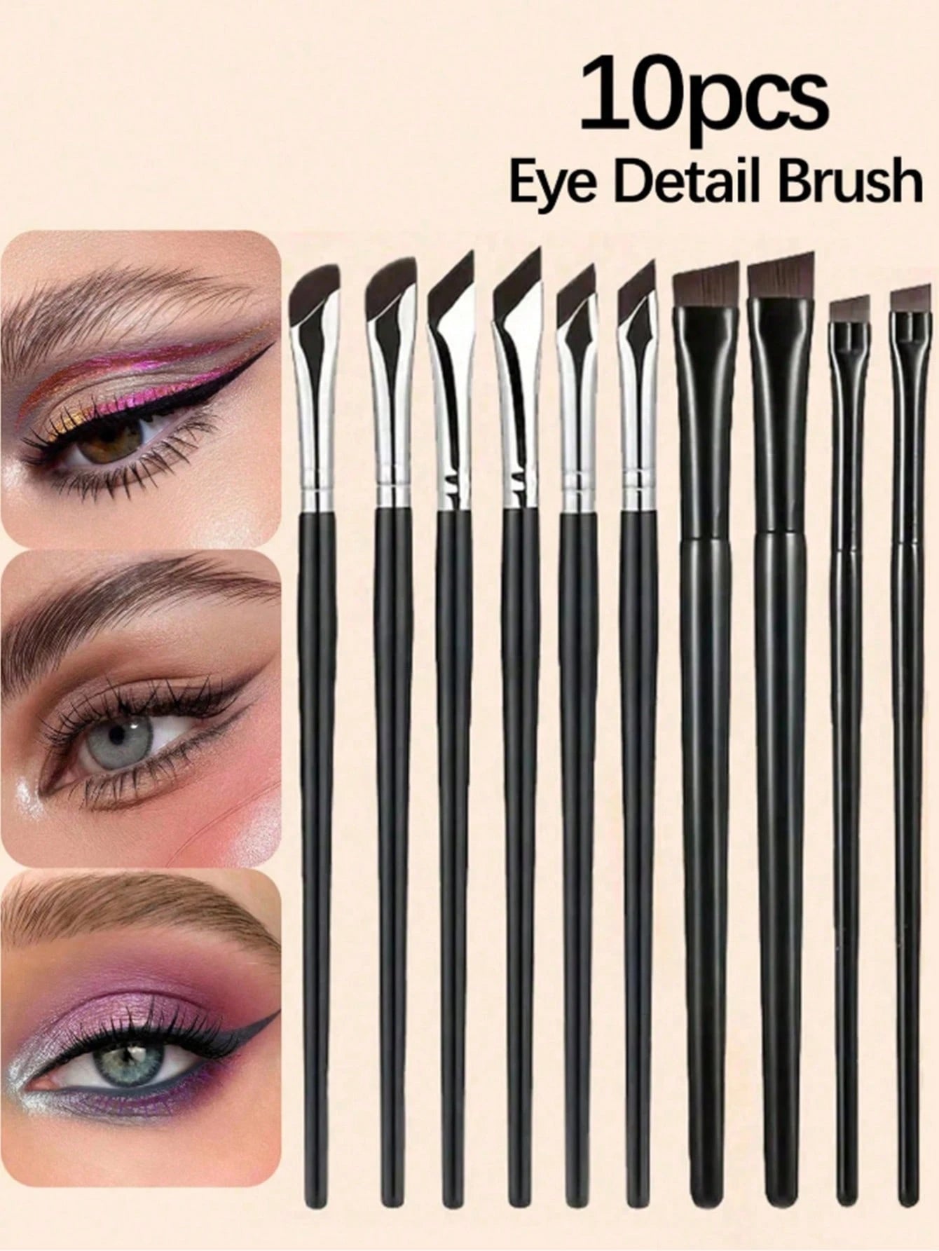 14pcs Precise Eye Makeup Brush Set, Including Angled Eyeliner Brush, Angled Eyeliner Brush, Ultra-Fine Eyeliner Brush And Eyebrow Brush. Suitable For Eyebrows, Eyeliner And Eyeshadow, Creating Charmin