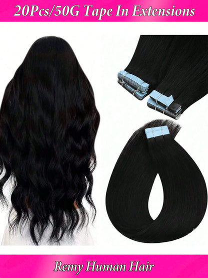 150grams Tape In Hair Extensions Human Hair,#60 Platinum Blonde 16-26inch,20Pcs/50Grams,100% Brazilian Remy Tape Ins Real Human Hair Extension,Christmas Birthday Gift For Women, Perfect For Daily Part