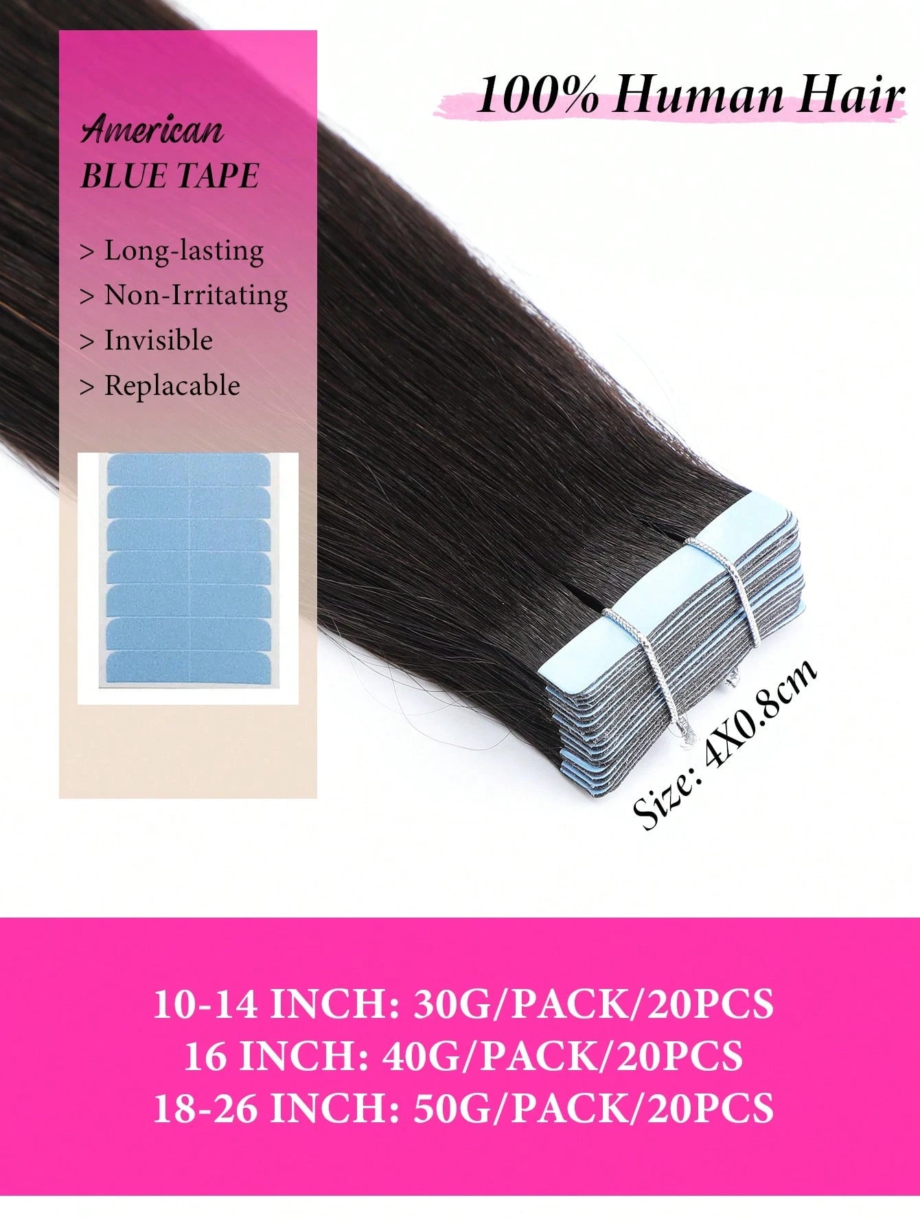 150grams Tape In Hair Extensions Human Hair,#60 Platinum Blonde 16-26inch,20Pcs/50Grams,100% Brazilian Remy Tape Ins Real Human Hair Extension,Christmas Birthday Gift For Women, Perfect For Daily Part