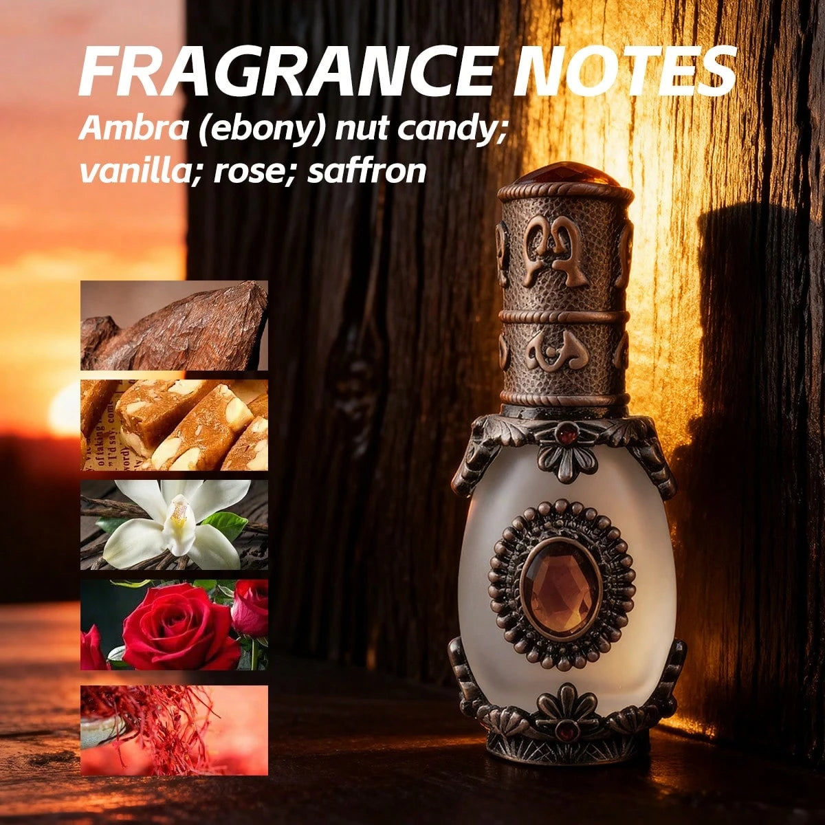 15ml/0.51fl.Oz. Women's Essential Oil, Vanilla-Rose-Saffron-Wood Fragrance, Arab Style Long Lasting Aroma, Dating, Increase Charming, Christmas Gift.