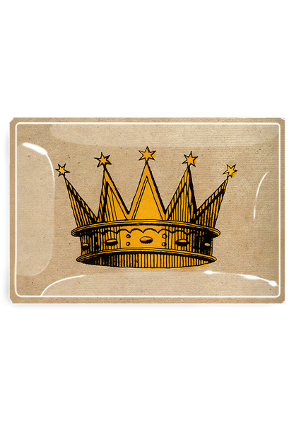 17th Century Sun Crown Decoupage Glass Tray - Ben's Garden