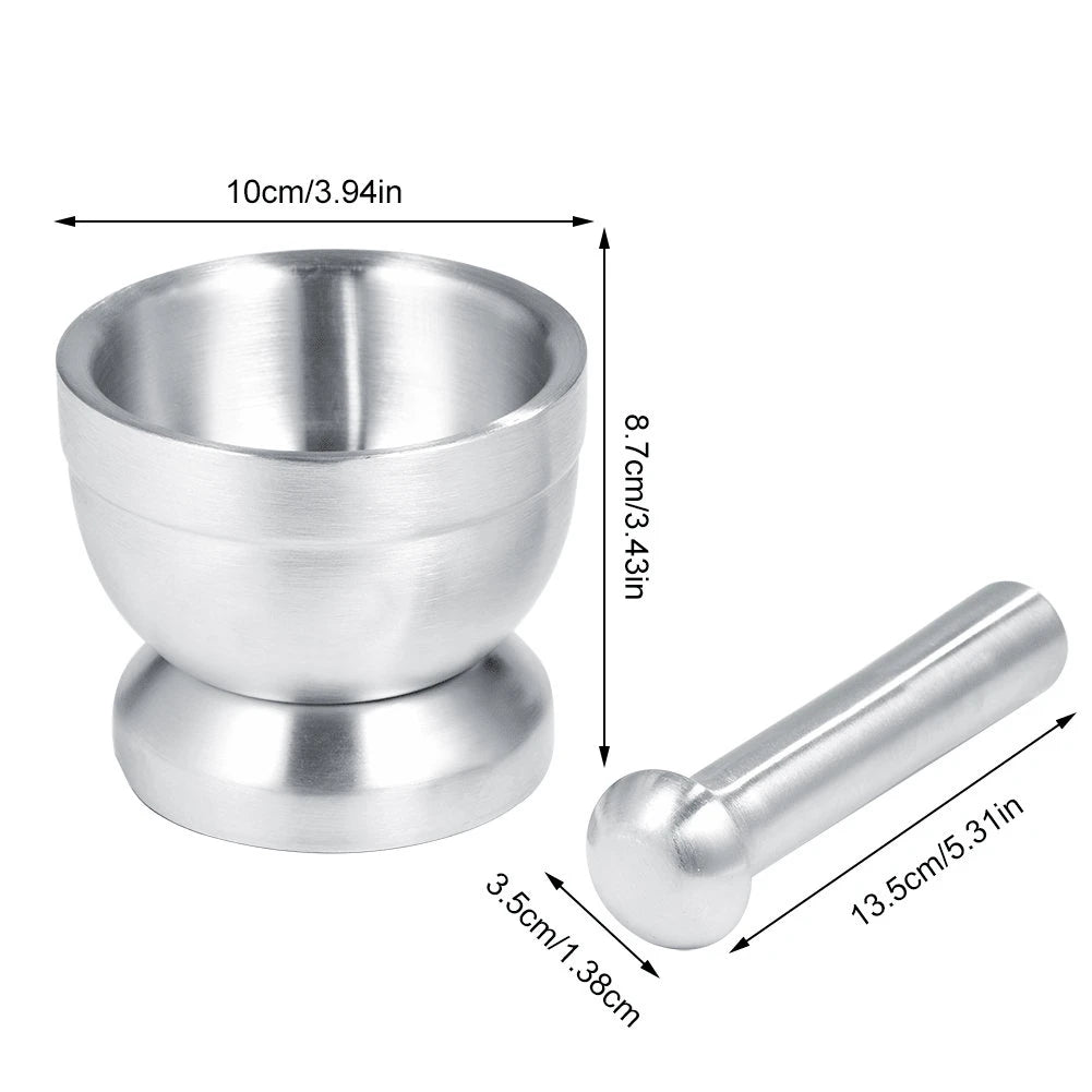 18/8 Stainless Steel Mortar And Pestle Set For Grinding Spices, Crushing Pills, And Pulverizing Herbs, With Italian Pesto Bowl, 1.5-Cup Capacity (350 Ml)