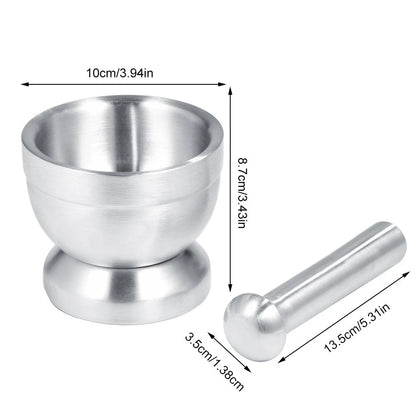 18/8 Stainless Steel Mortar And Pestle Set For Grinding Spices, Crushing Pills, And Pulverizing Herbs, With Italian Pesto Bowl, 1.5-Cup Capacity (350 Ml)