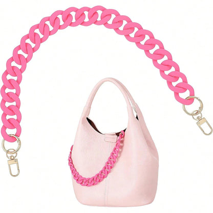 18 Inch Pink Purse Chain, Fashionable Handbag Chain Straps Acrylic Purse Chain Strap Decorative Cute Flat Straps Replacement Chains With Buckles For Handbag Purse Shoulder Bag