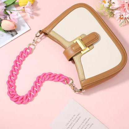 18 Inch Pink Purse Chain, Fashionable Handbag Chain Straps Acrylic Purse Chain Strap Decorative Cute Flat Straps Replacement Chains With Buckles For Handbag Purse Shoulder Bag