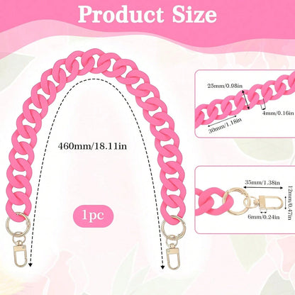 18 Inch Pink Purse Chain, Fashionable Handbag Chain Straps Acrylic Purse Chain Strap Decorative Cute Flat Straps Replacement Chains With Buckles For Handbag Purse Shoulder Bag