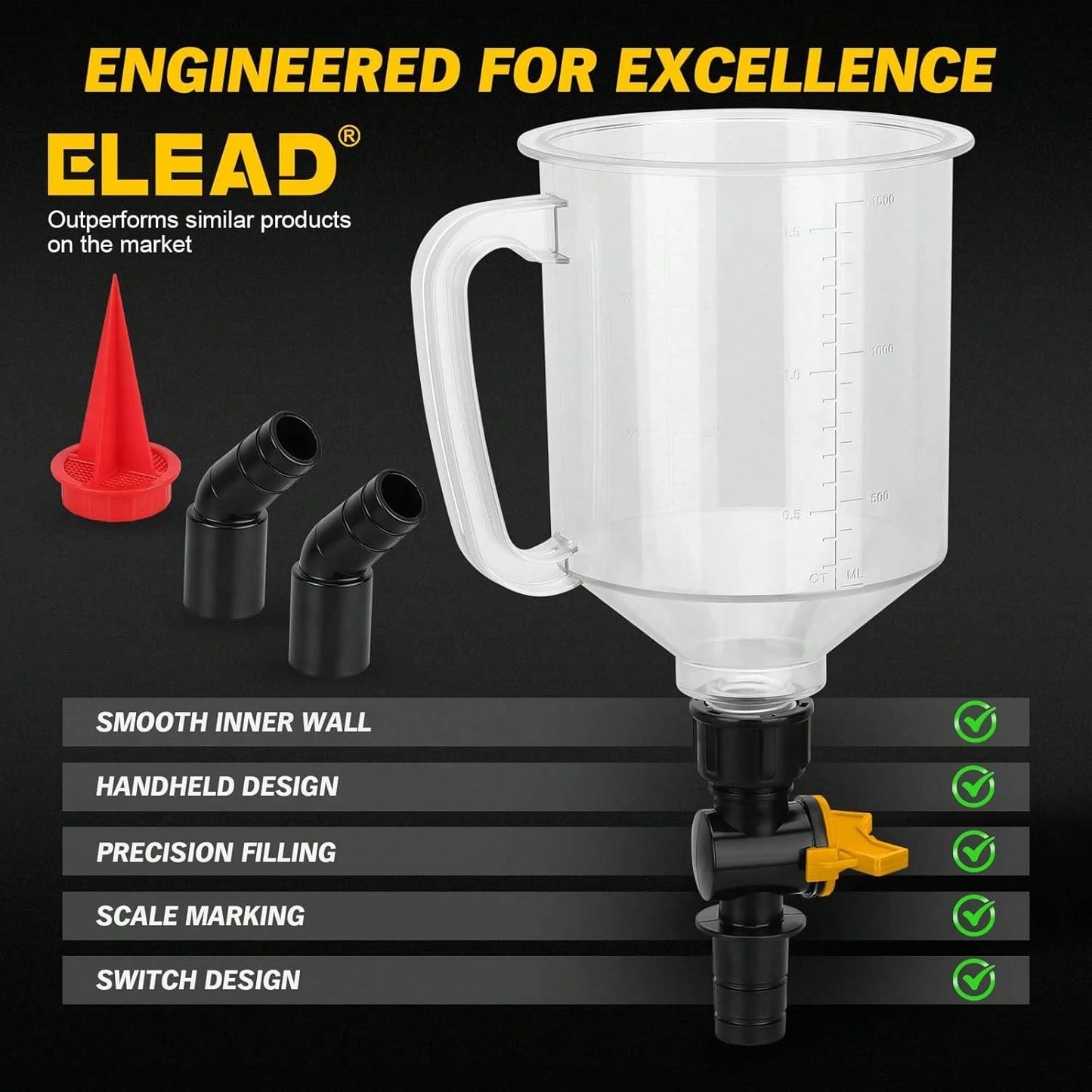18-Piece Engine Oil Funnel Kit, 1.59QT/1.5L Automotive Oil Funnel Set With 12 Adapters, Elbow Fitting, Arrow Screen And Magnetic Storage Hooks Tray, Compatible With GM, Audi, Land Rover Etc
