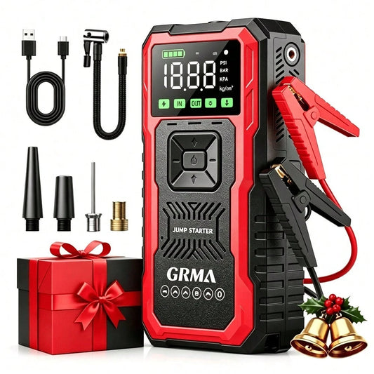 18000A Emergency Starting Power Supply, 12V Portable Car Emergency Starter, 200PSI Car Emergency Starting Power Supply With An Inflation Pump, Starting Power Supply Kit, Automotive Accessories Tools