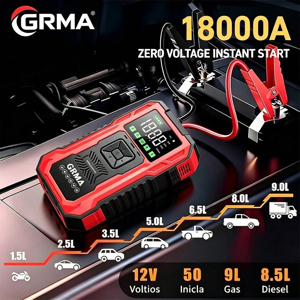 18000A Emergency Starting Power Supply, 12V Portable Car Emergency Starter, 200PSI Car Emergency Starting Power Supply With An Inflation Pump, Starting Power Supply Kit, Automotive Accessories Tools