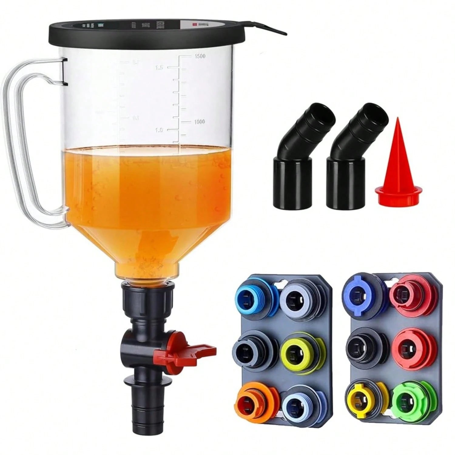 18Pcs Spill-Proof Engine Oil Funnel Kit, 1.59QT/1.5L Automotive Funnel Set For Car Truck Motorcycle, Oil Change Tool Accessory