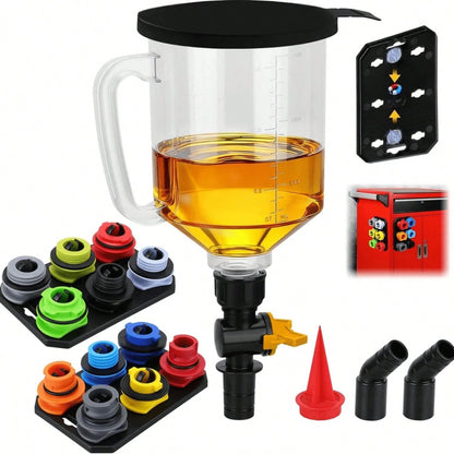 18Pcs Spill-Proof Engine Oil Funnel Kit, 1.59QT/1.5L Automotive Funnel Set For Car Truck Motorcycle, Oil Change Tool Accessory