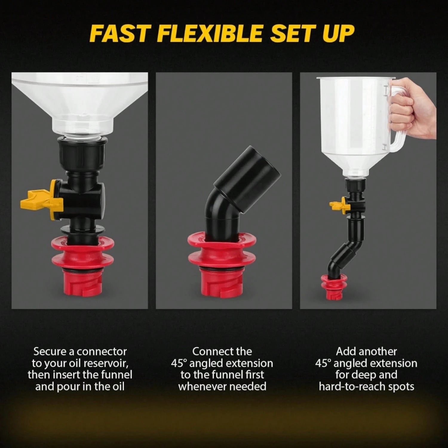 18Pcs Spill-Proof Engine Oil Funnel Kit, 1.59QT/1.5L Automotive Funnel Set For Car Truck Motorcycle, Oil Change Tool Accessory