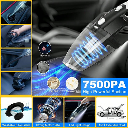19 Piece Car Care Tools, High-Power Handheld Vacuum Cleaner, Cleaning And Car Wash Kit, Interior Cleaning Set. Available In Purple, Blue, And Purple.